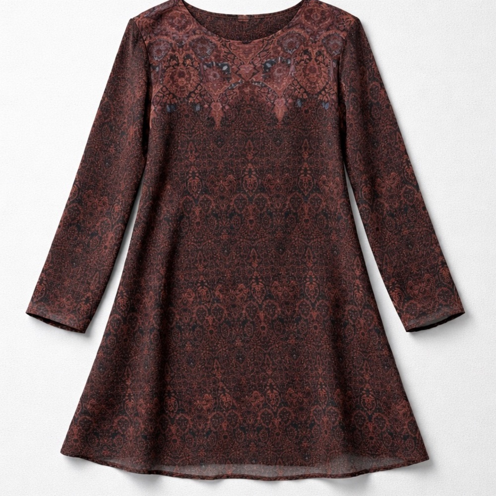 Ecote brown and black print swing dress